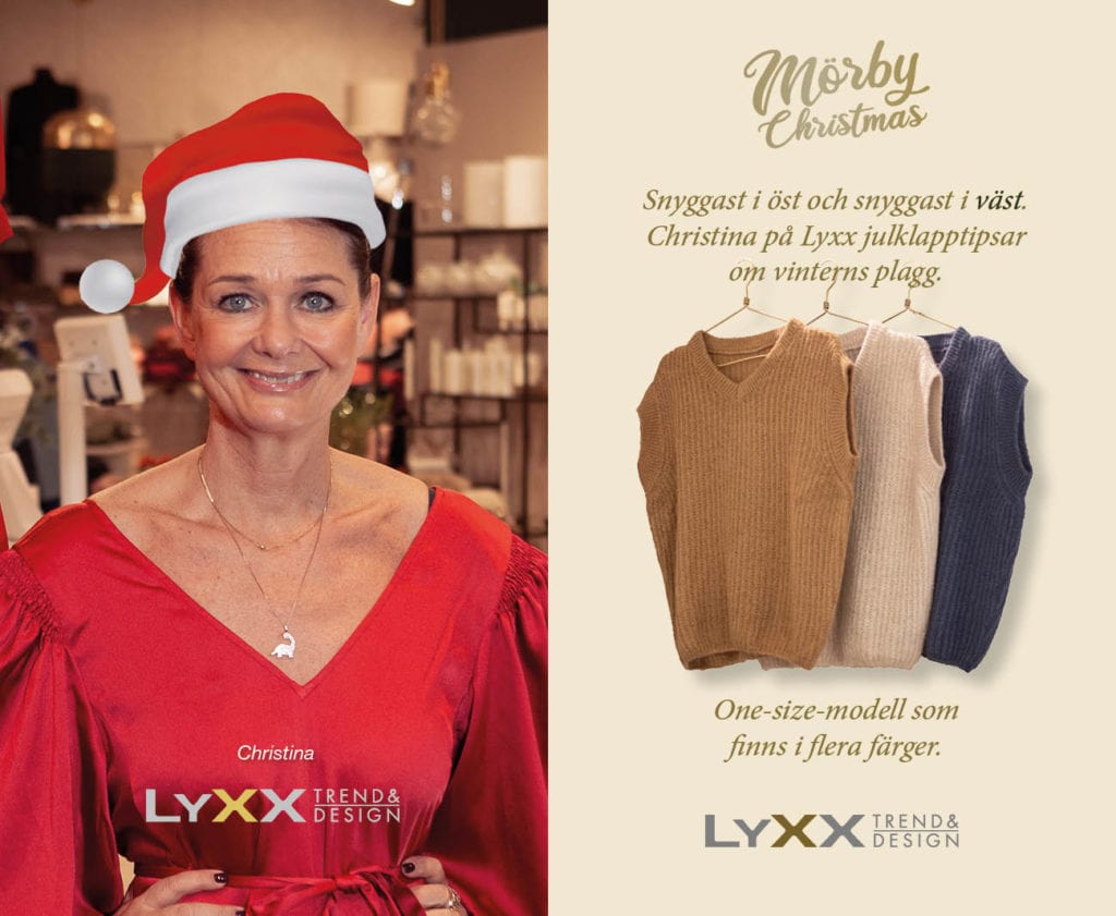 Christina på Lyxx tipsar om vinterns modeplagg, västen. Finns i flera färger i one-size-modell. Rimtips:  Snyggast i öst, snyggast i väst. Älskling du är alltid bäst.