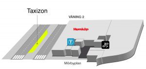 Karta till taxi-zonen, Mörby Centrum