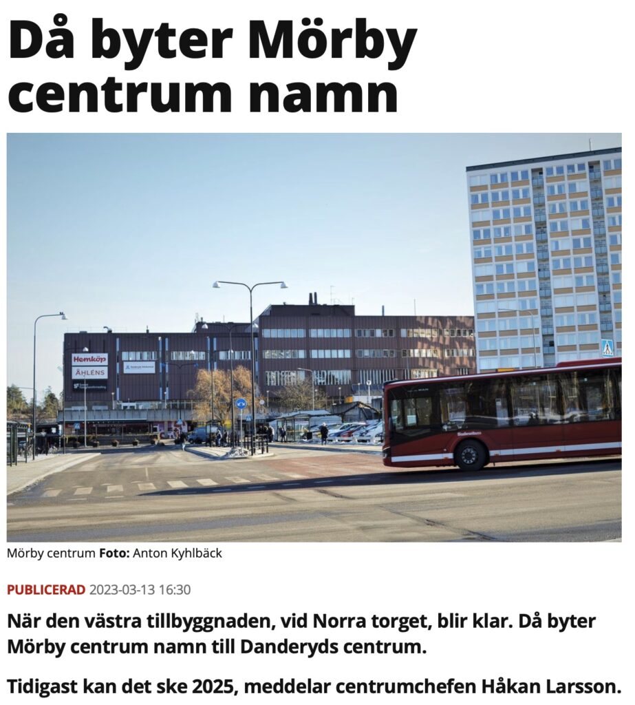 Artikel: Då byter Mörby Centrum namn